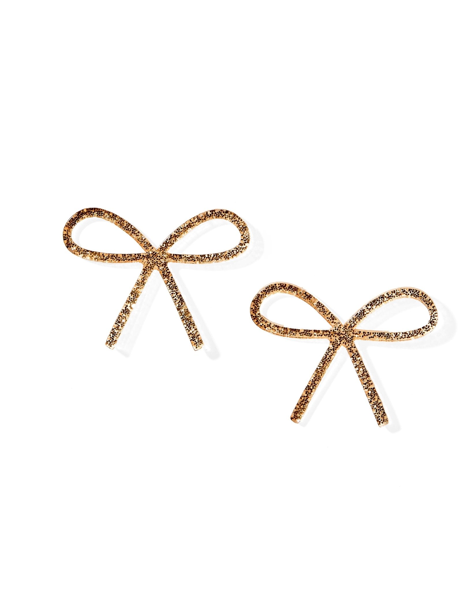 Lola Bow Earrings - Gold Glitter - LINNY CO WholesaleAcetate