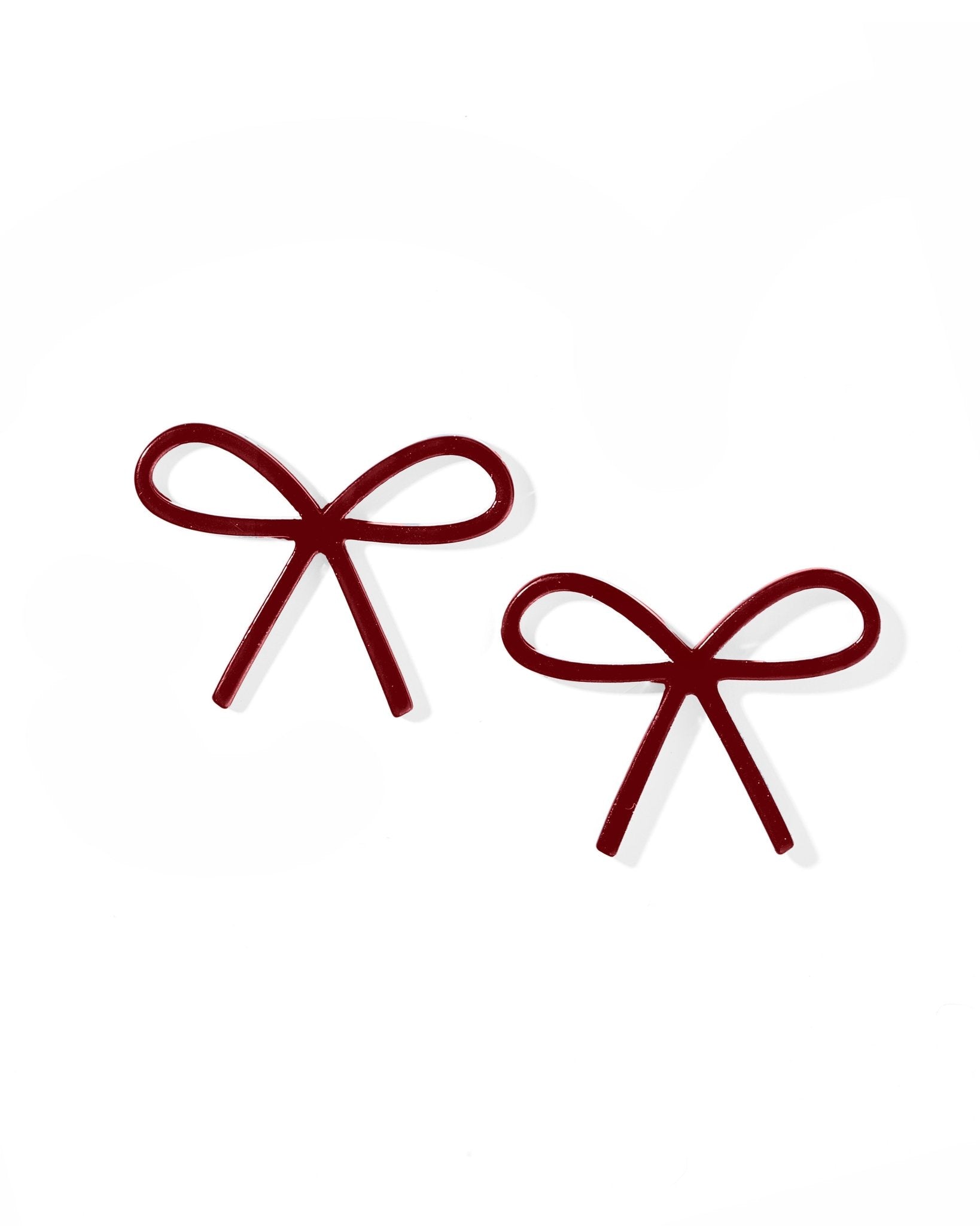 Lola Bow Earrings - Maroon - LINNY CO WholesaleAcetate
