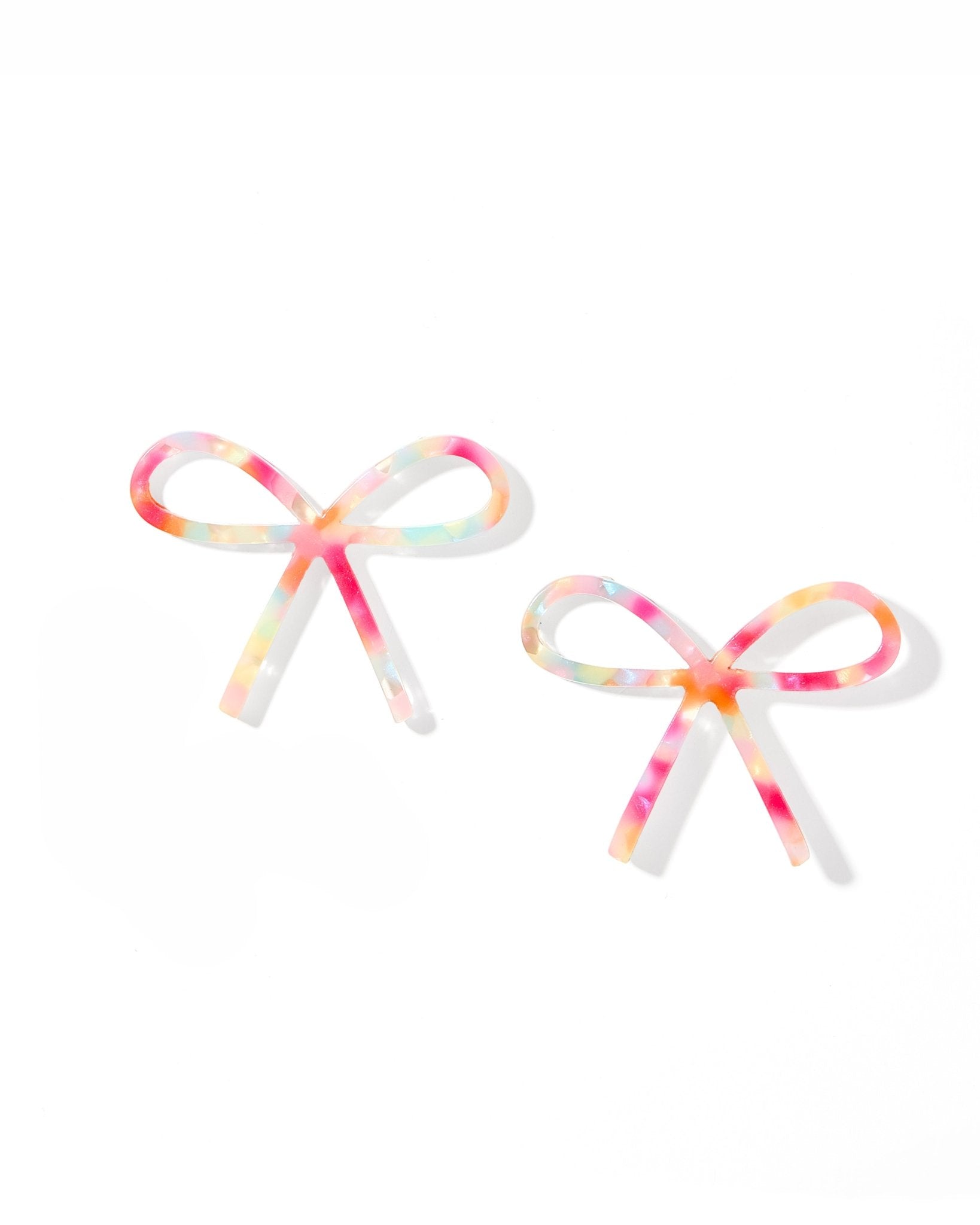 Lola Bow Earrings - Pink Sprinkles - LINNY CO WholesaleAcetate