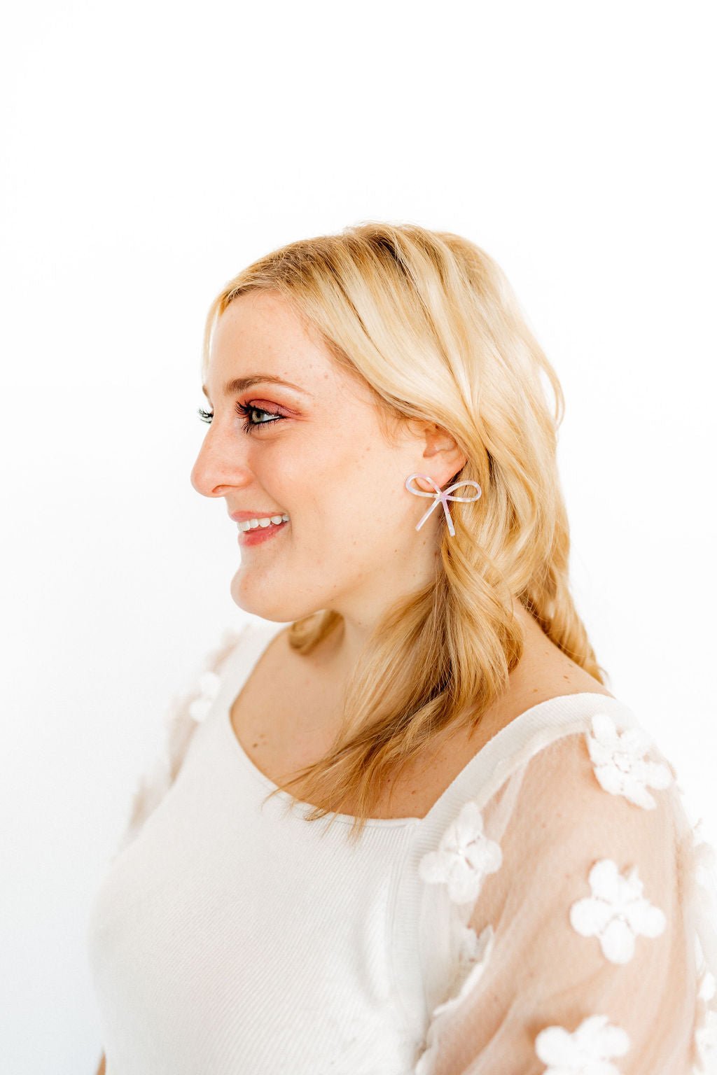 Lola Bow Earrings - Purple Sprinkles - LINNY CO WholesaleAcetate