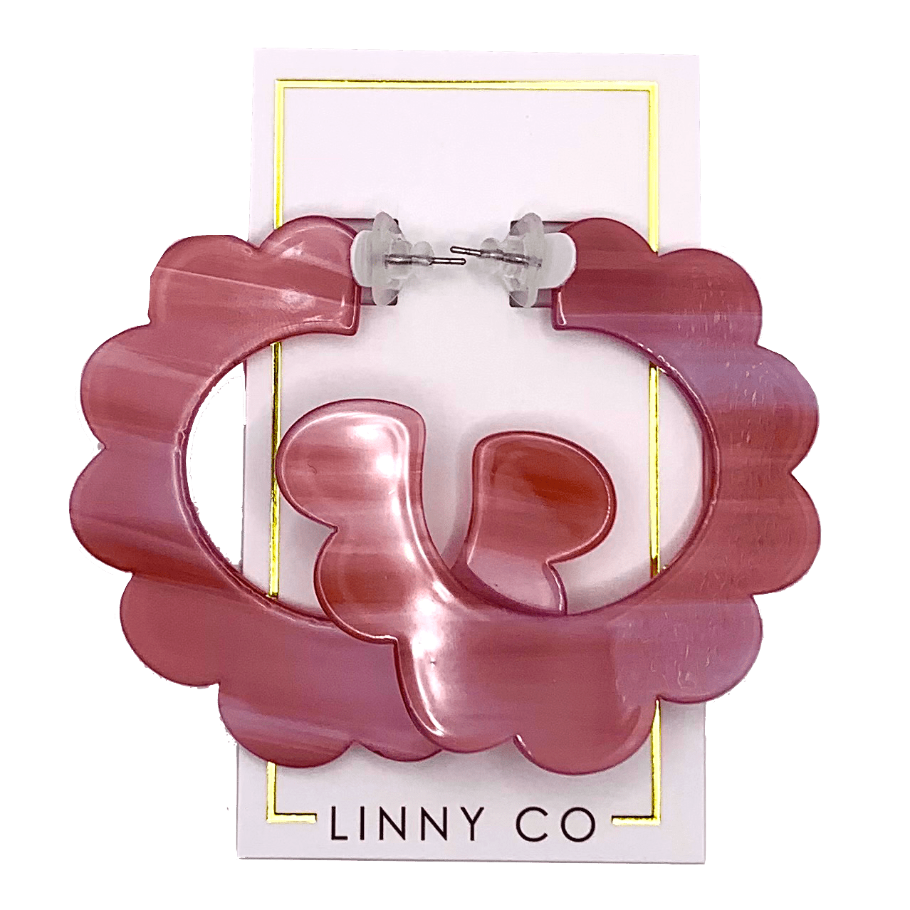 Margo Scallop Hoop Earrings - Mauve - LINNY CO WholesaleAcetate