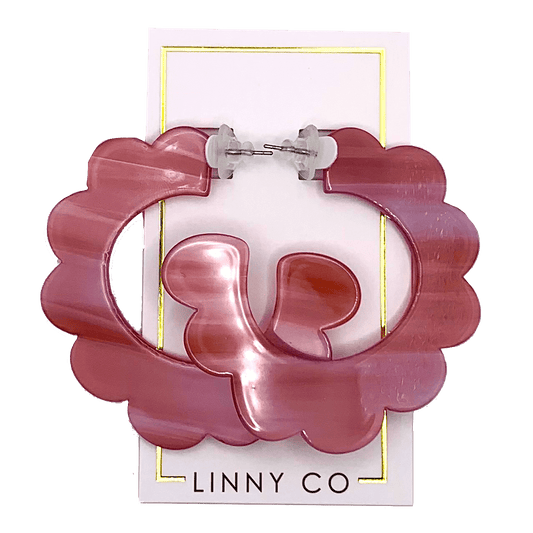 Margo Scallop Hoop Earrings - Mauve - LINNY CO WholesaleAcetate