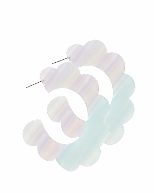 Margo Scallop Hoop Earrings - Purple Stripes - LINNY CO WholesaleAcetate
