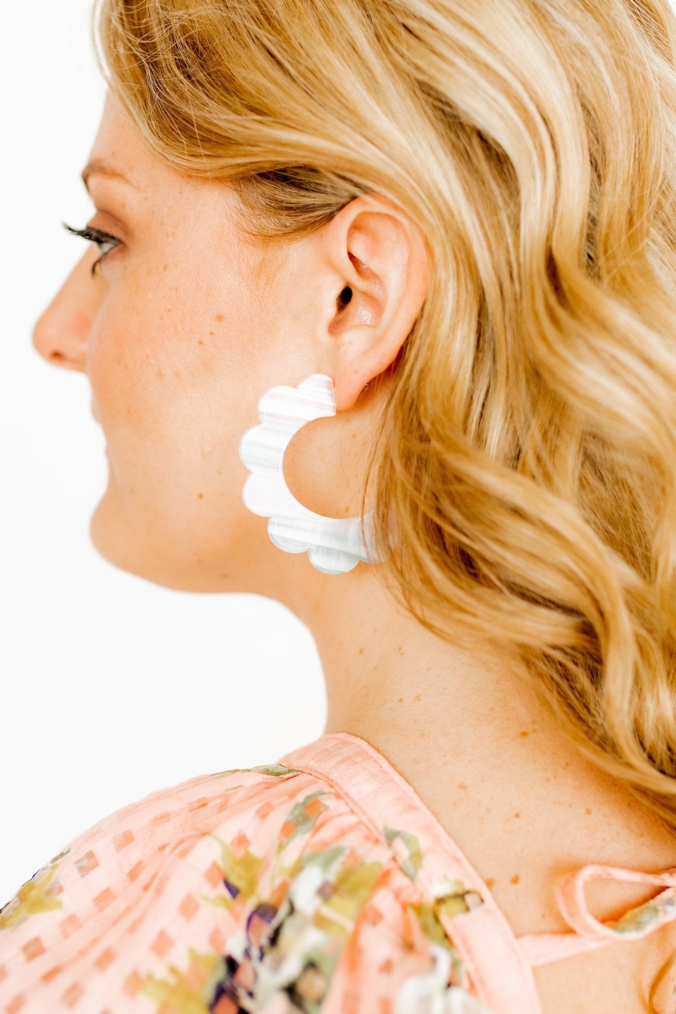 Margo Scallop Hoop Earrings - Purple Stripes - LINNY CO WholesaleAcetate