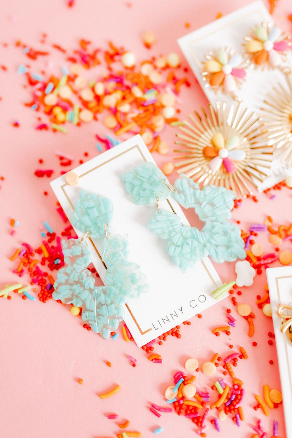 Michelle Statement Earrings - Aquamarine - LINNY CO WholesaleAcetate