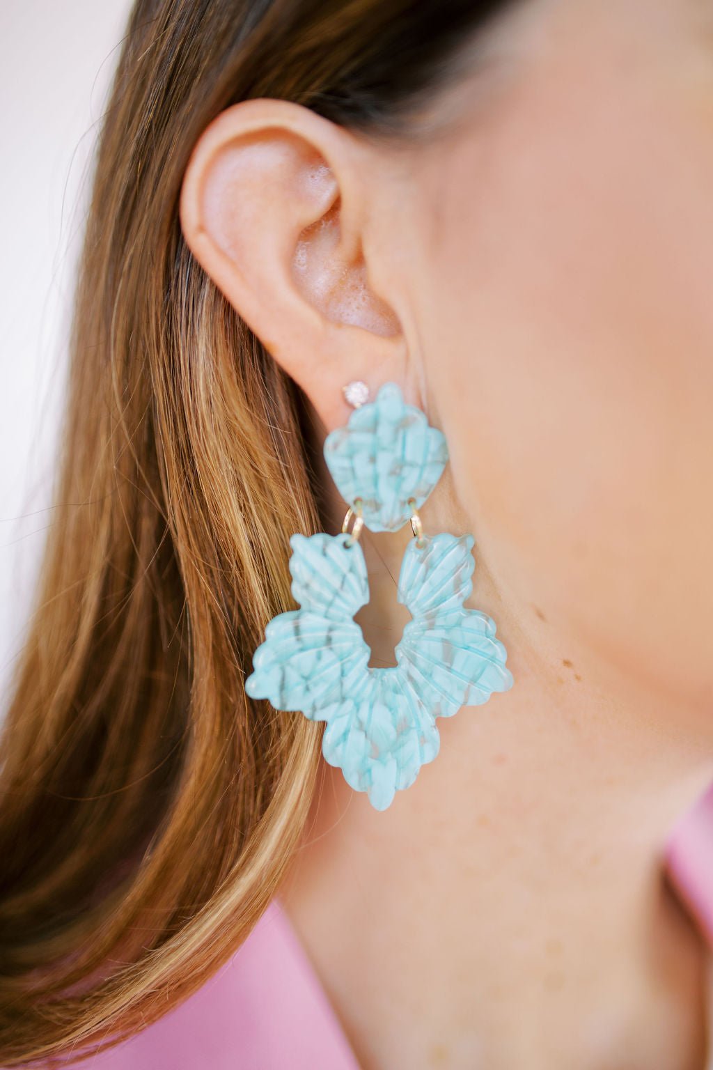 Michelle Statement Earrings - Aquamarine - LINNY CO WholesaleAcetate