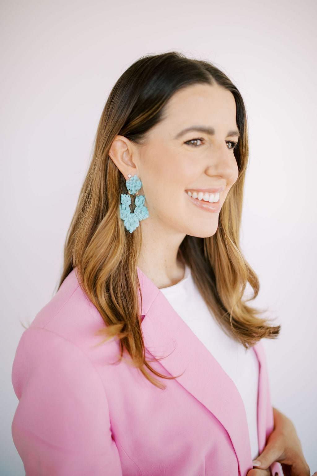 Michelle Statement Earrings - Aquamarine - LINNY CO WholesaleAcetate
