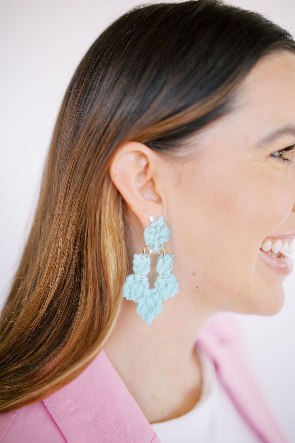 Michelle Statement Earrings - Aquamarine - LINNY CO WholesaleAcetate