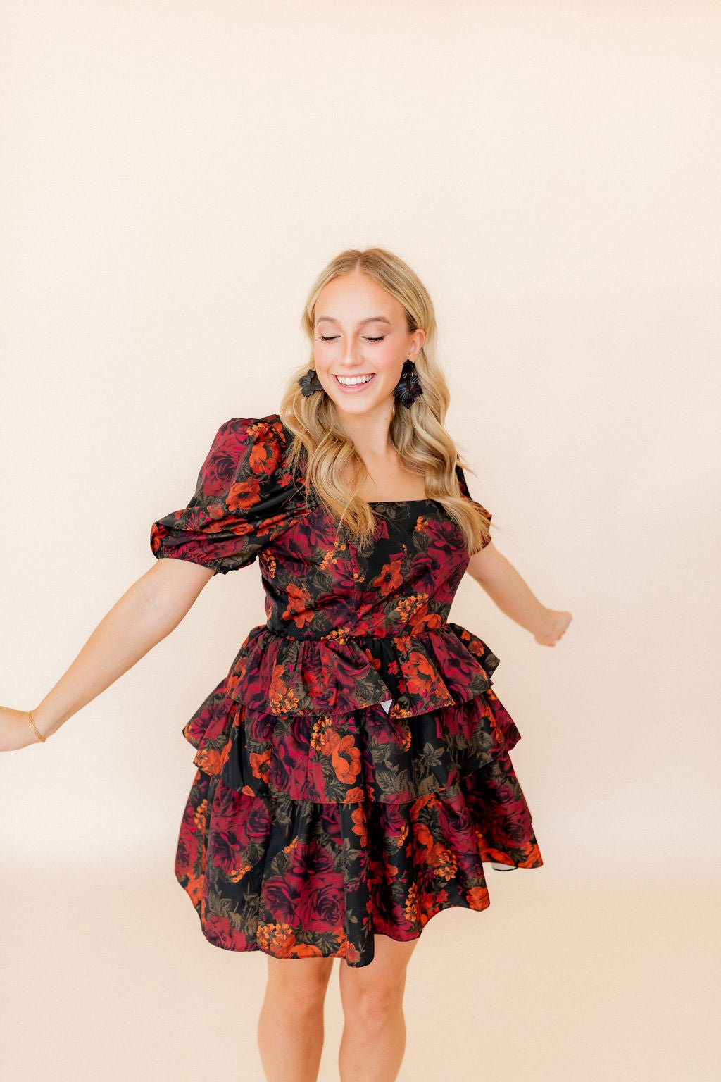 Michelle Statement Earrings - Black Iridescent - LINNY CO WholesaleAcetate