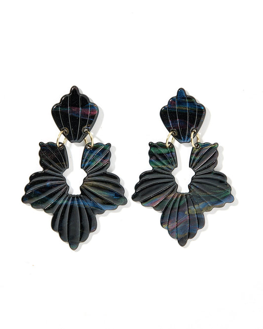 Michelle Statement Earrings - Black Iridescent - LINNY CO WholesaleAcetate