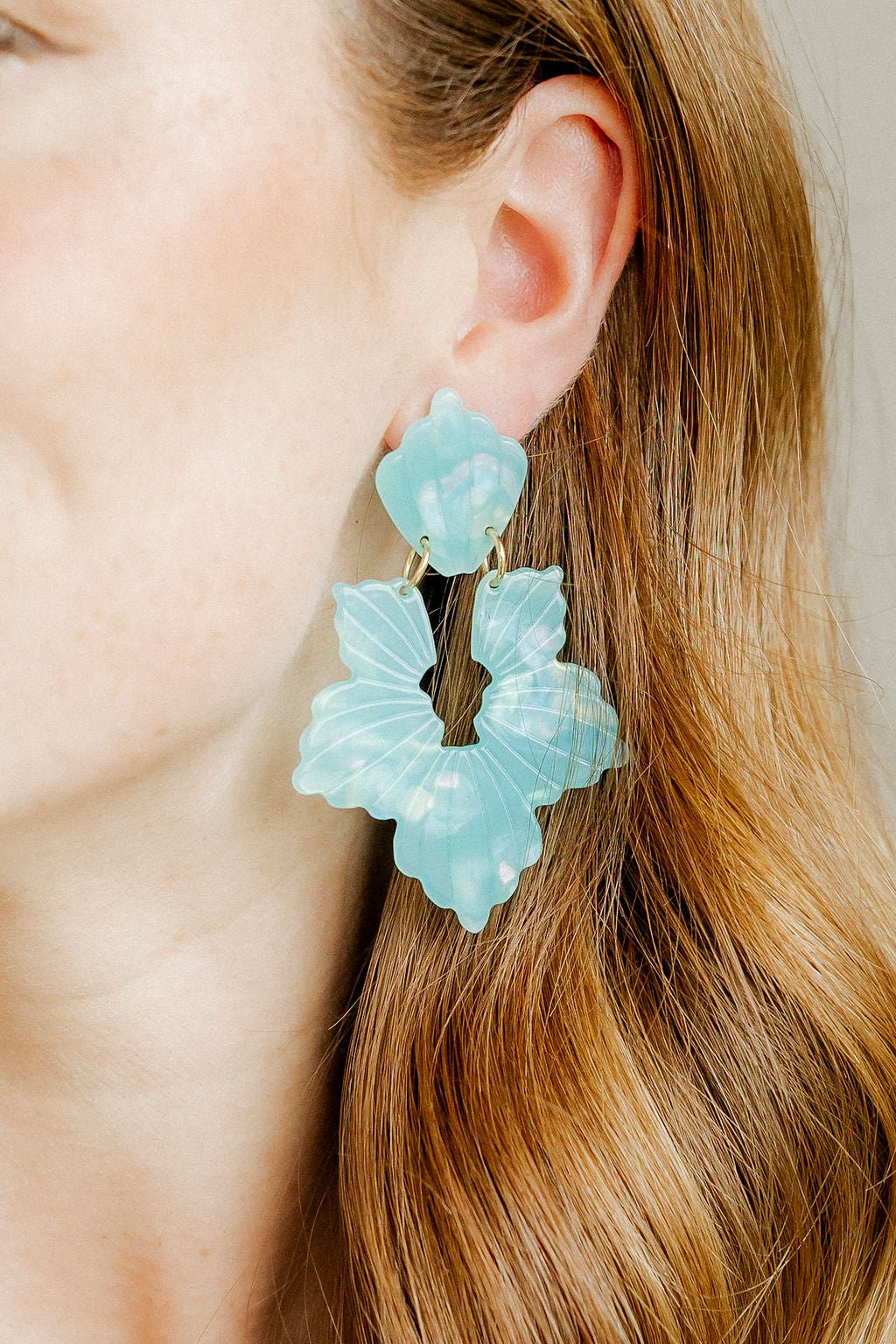 Michelle Statement Earrings - Blue Aqua - LINNY CO WholesaleAcetate
