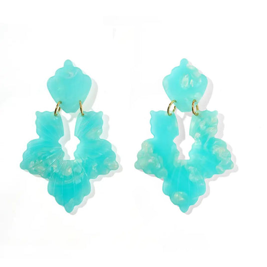 Michelle Statement Earrings - Blue Aqua - LINNY CO WholesaleAcetate