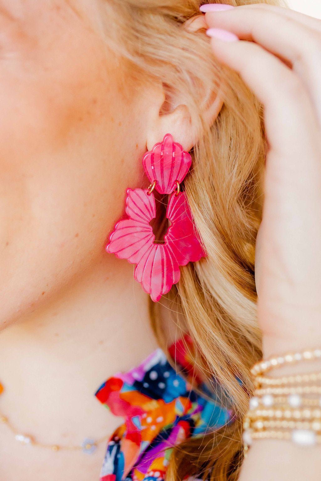 Michelle Statement Earrings - Cosmic Pink - LINNY CO WholesaleAcetate