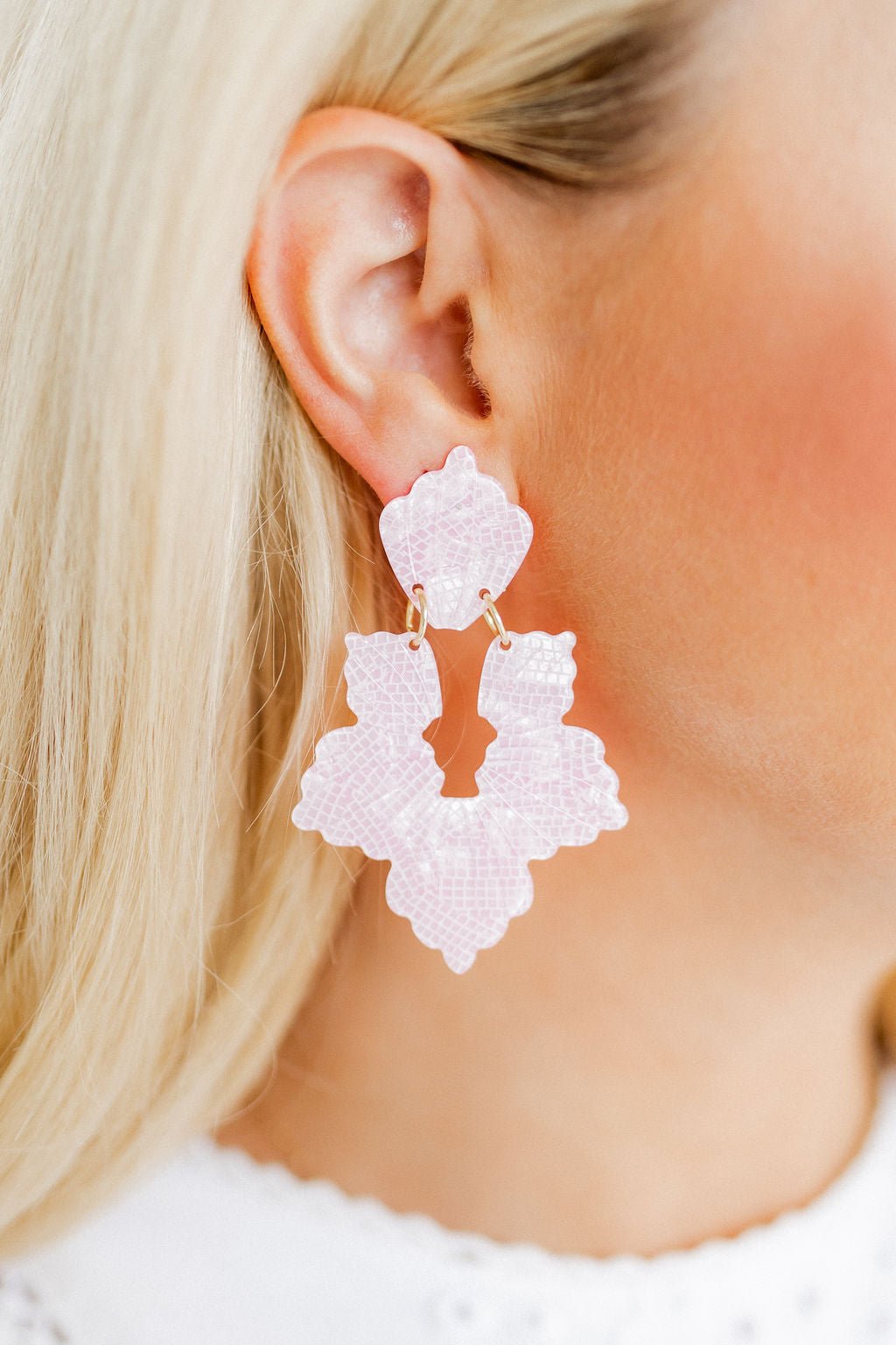 Michelle Statement Earrings - Disco Pink - LINNY CO WholesaleAcetate