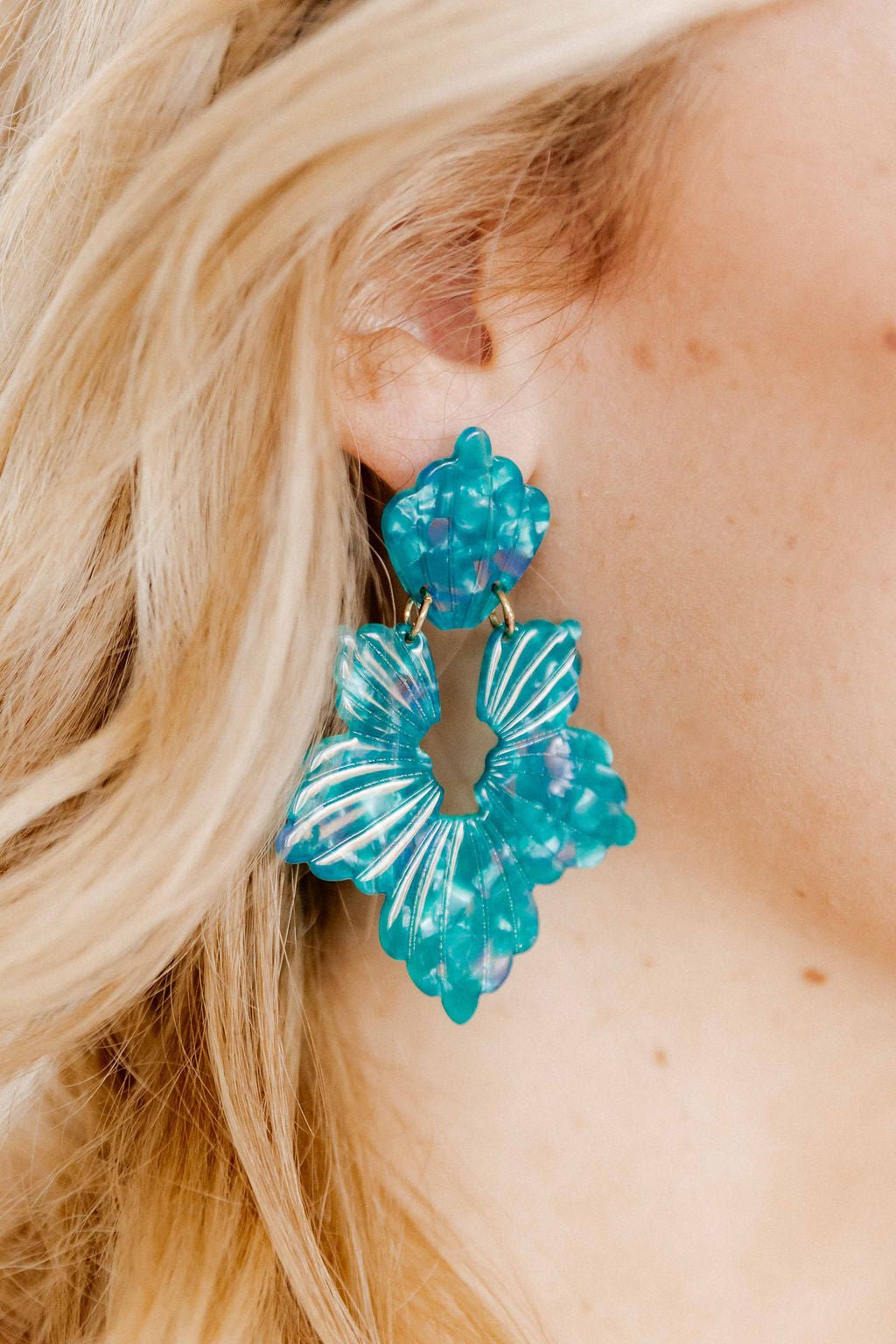 Michelle Statement Earrings - Mystic Lagoon - LINNY CO WholesaleAcetate
