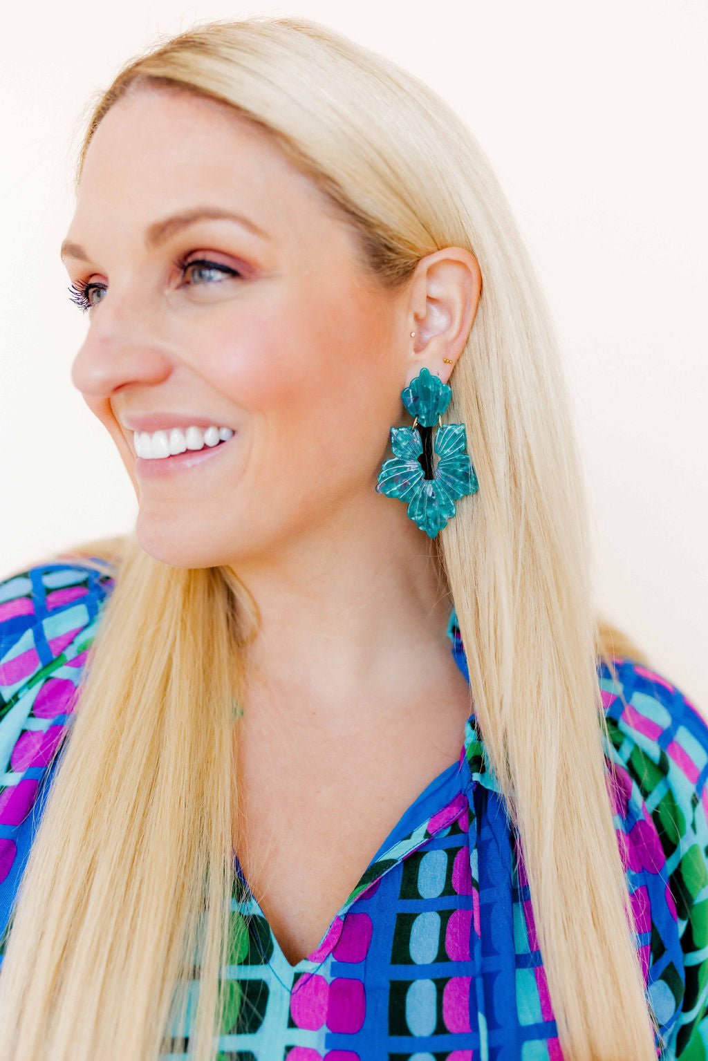 Michelle Statement Earrings - Mystic Lagoon - LINNY CO WholesaleAcetate