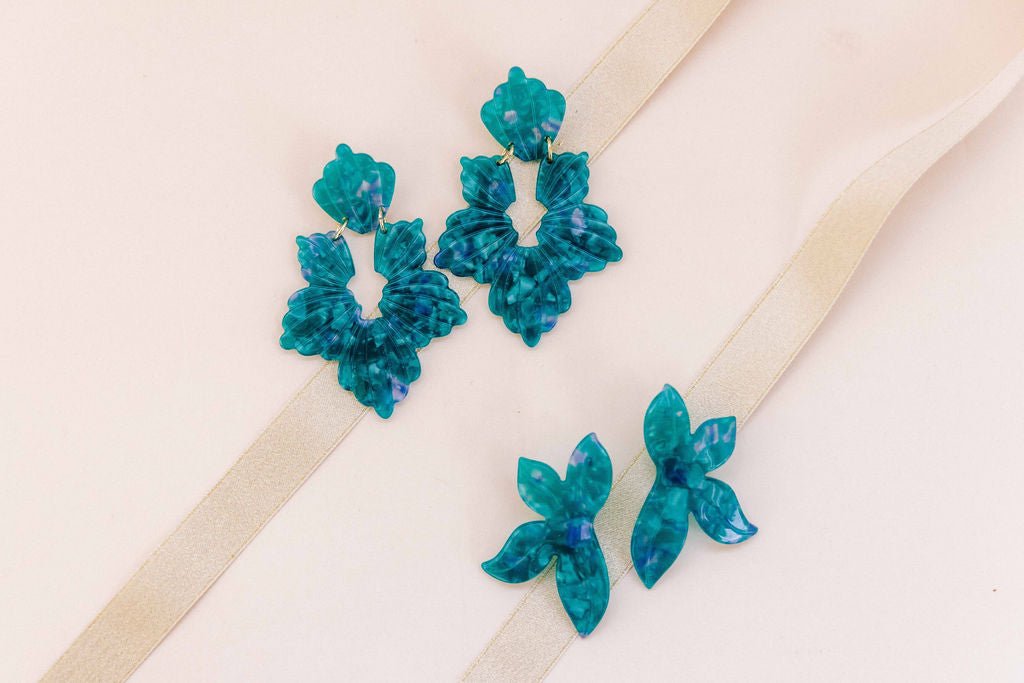 Michelle Statement Earrings - Mystic Lagoon - LINNY CO WholesaleAcetate