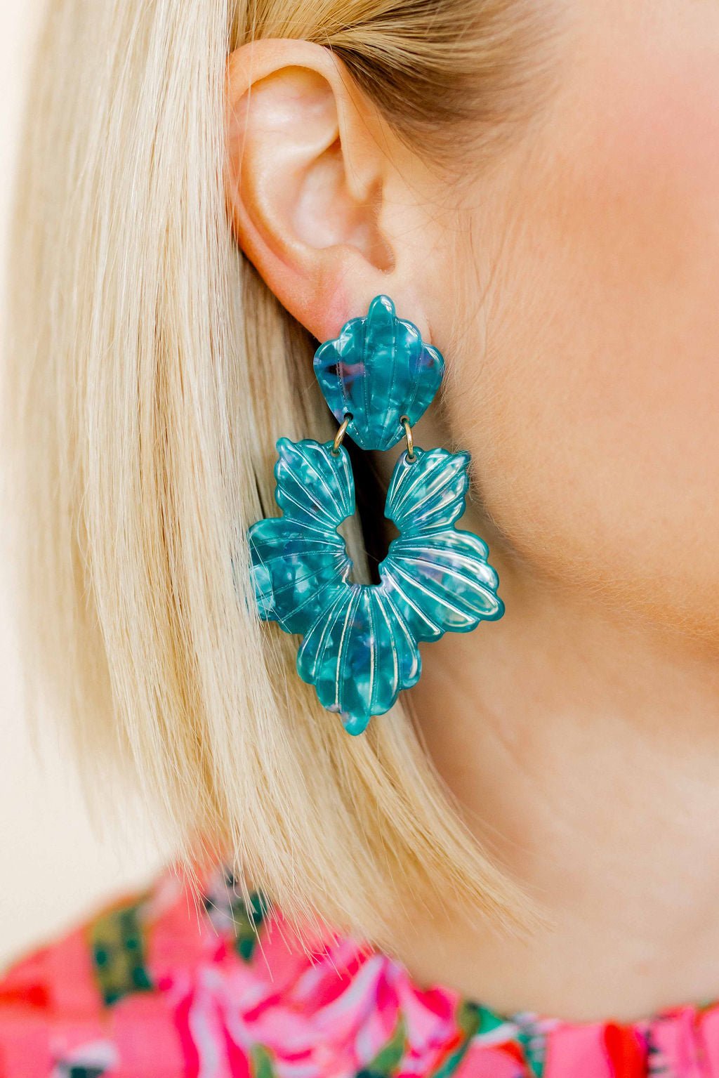 Michelle Statement Earrings - Mystic Lagoon - LINNY CO WholesaleAcetate