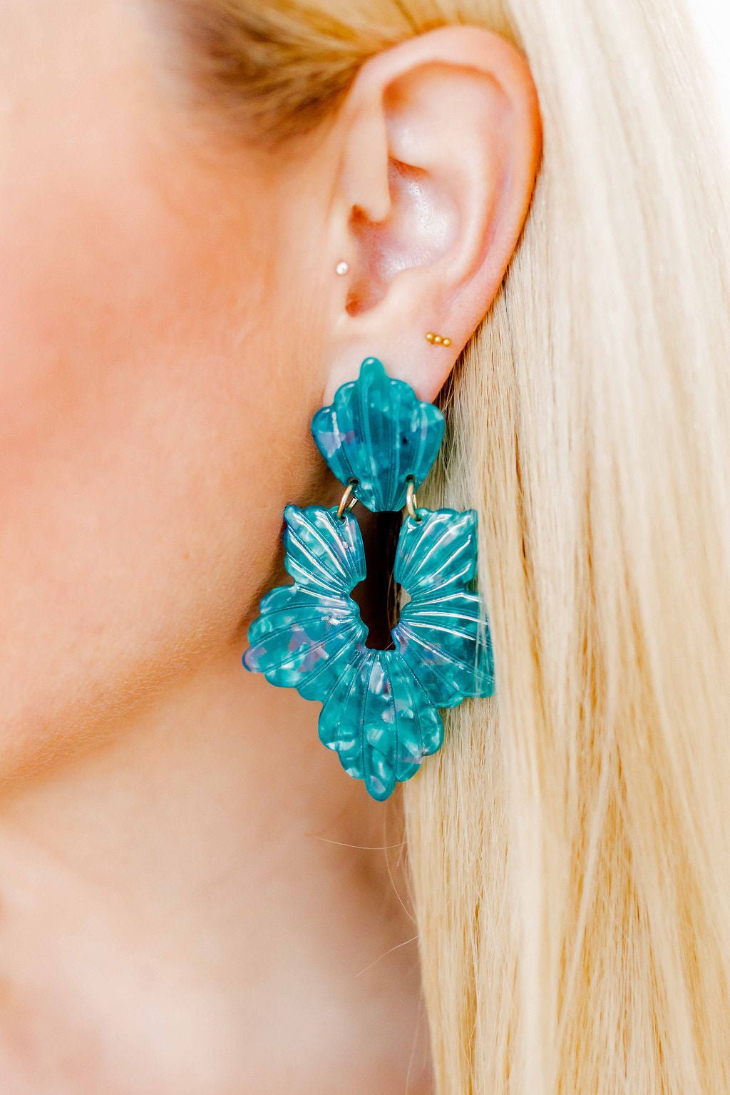Michelle Statement Earrings - Mystic Lagoon - LINNY CO WholesaleAcetate