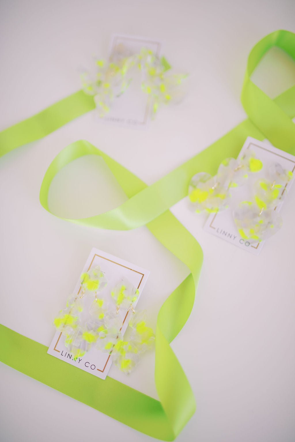 Michelle Statement Earrings - Neon Yellow Clouds - LINNY CO WholesaleAcetate