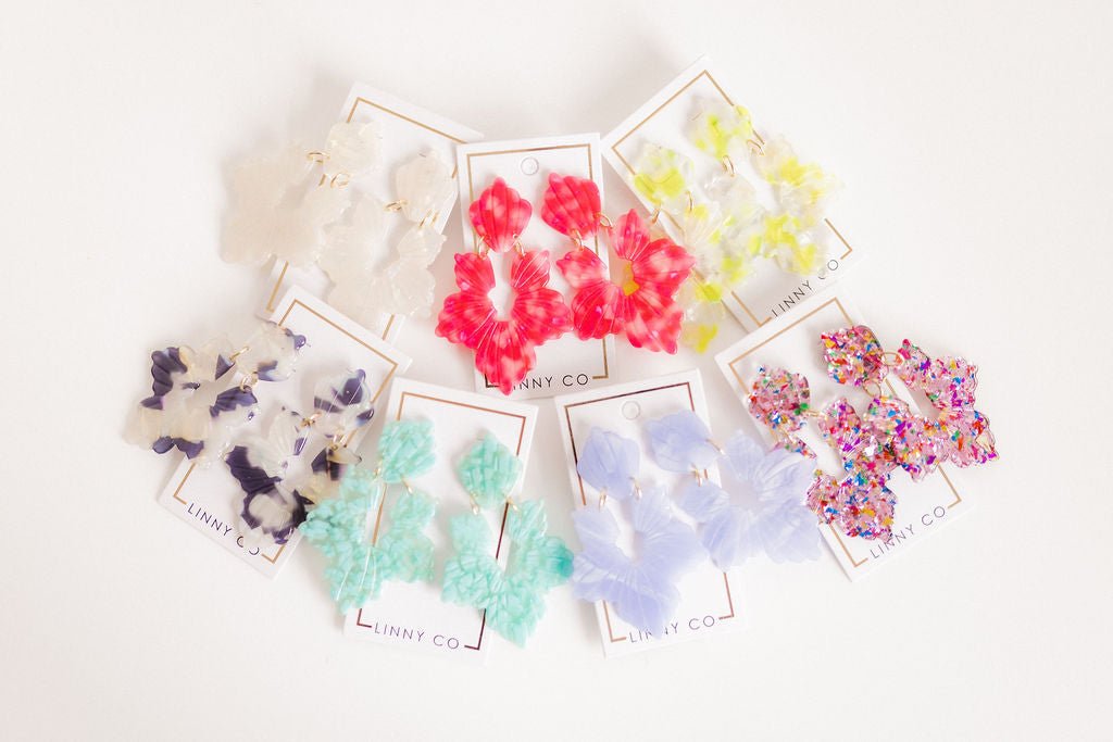 Michelle Statement Earrings - Neon Yellow Clouds - LINNY CO WholesaleAcetate