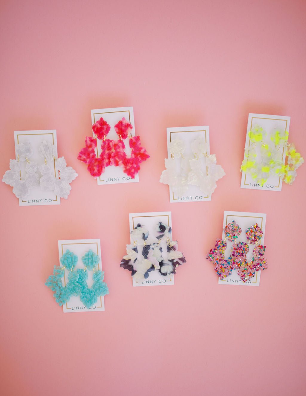 Michelle Statement Earrings - Neon Yellow Clouds - LINNY CO WholesaleAcetate