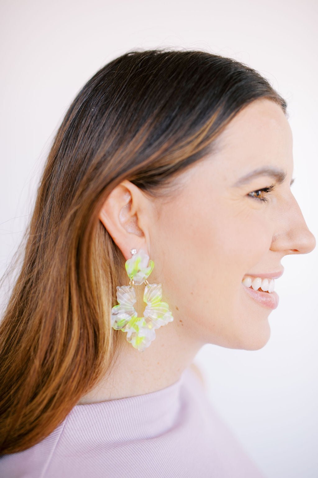 Michelle Statement Earrings - Neon Yellow Clouds - LINNY CO WholesaleAcetate