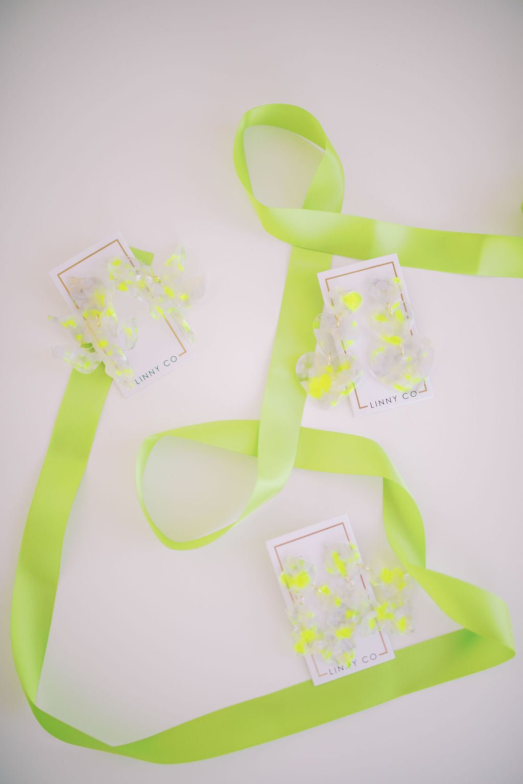 Michelle Statement Earrings - Neon Yellow Clouds - LINNY CO WholesaleAcetate