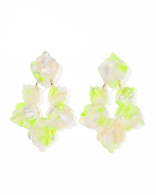 Michelle Statement Earrings - Neon Yellow Clouds - LINNY CO WholesaleAcetate