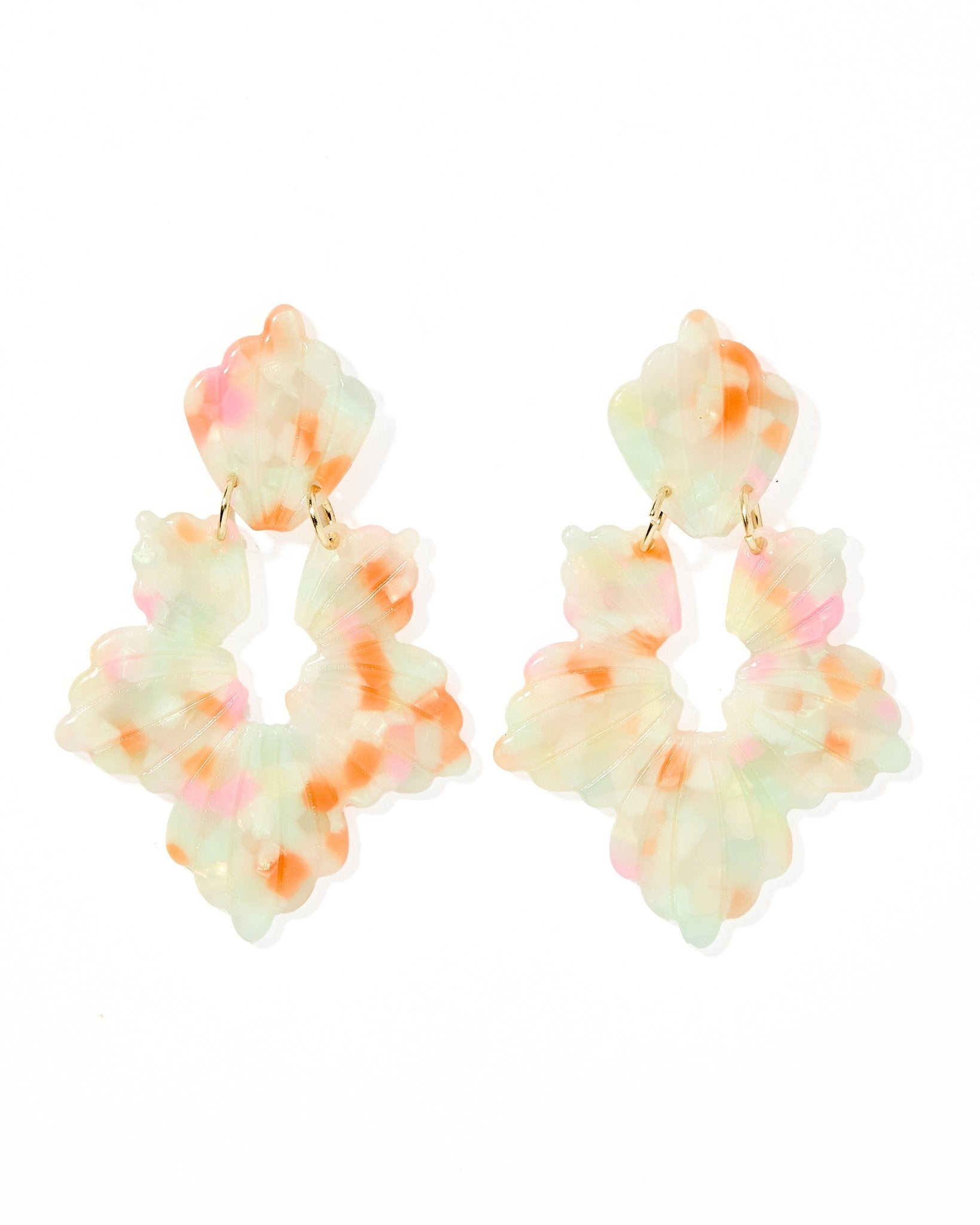 Michelle Statement Earrings - Orange Sprinkles - LINNY CO WholesaleAcetate