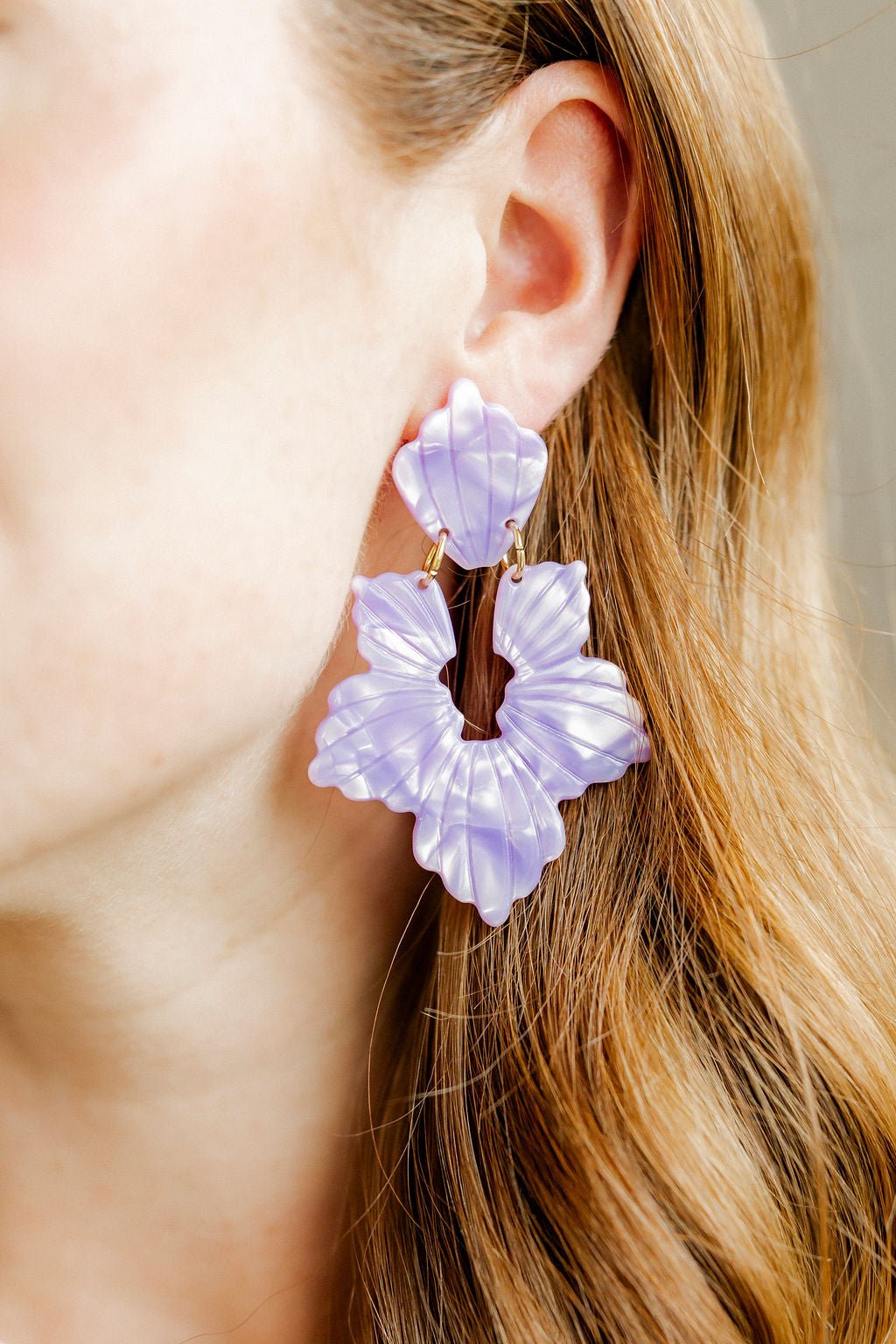 Michelle Statement Earrings - Pearlized Purple - LINNY CO WholesaleAcetate