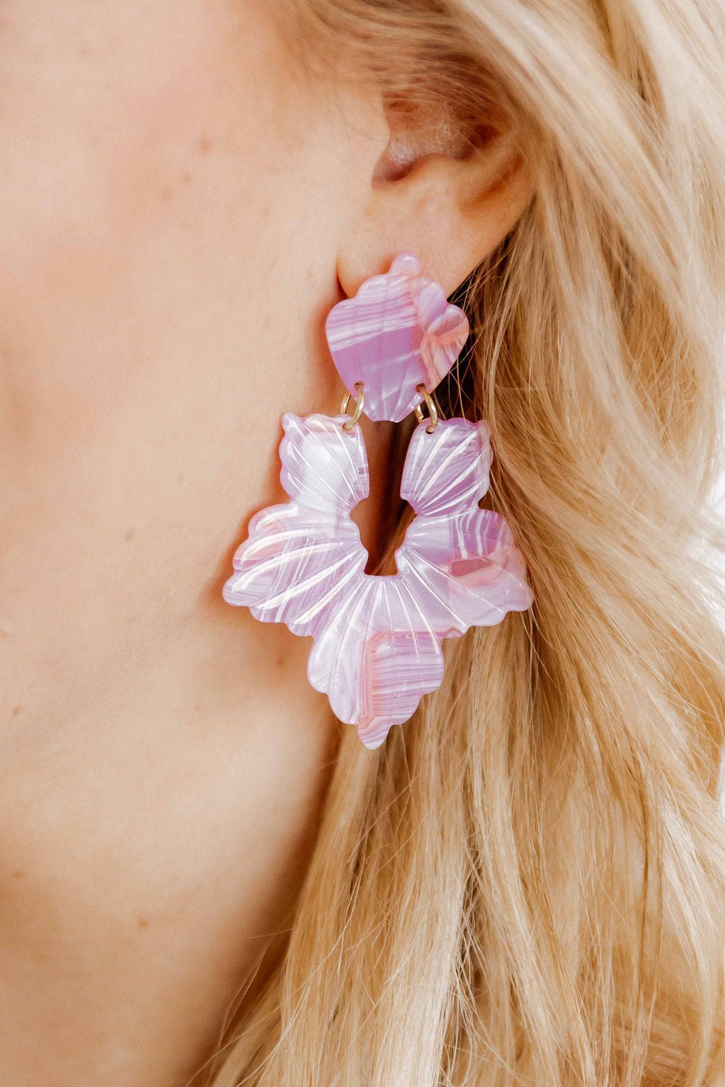 Michelle Statement Earrings - Rosy Glow - LINNY CO WholesaleAcetate