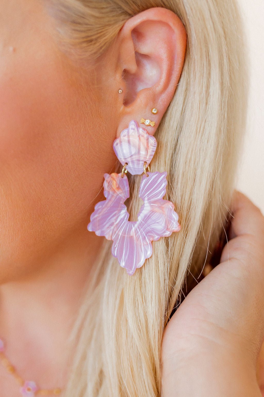 Michelle Statement Earrings - Rosy Glow - LINNY CO WholesaleAcetate