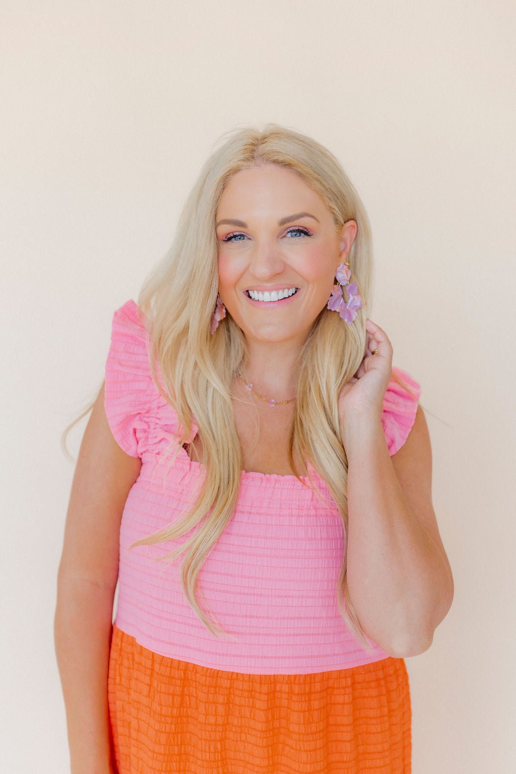 Michelle Statement Earrings - Rosy Glow - LINNY CO WholesaleAcetate