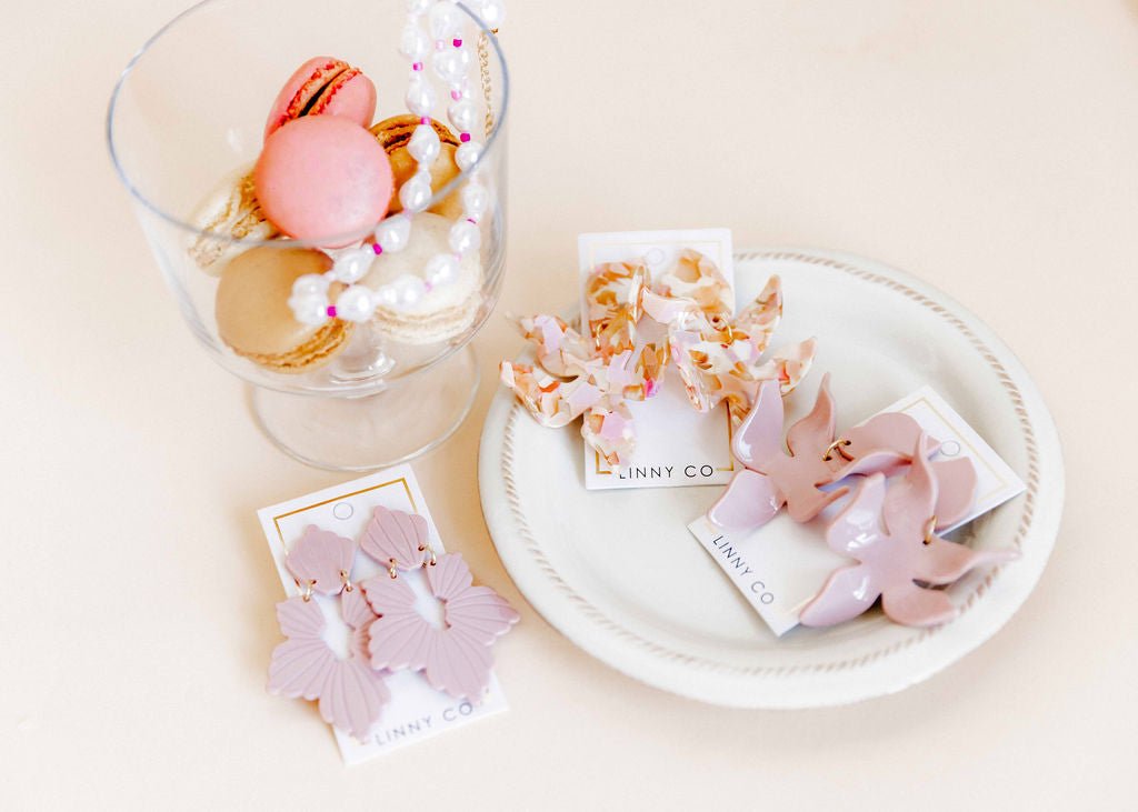 Michelle Statement Earrings - Vintage Rose - LINNY CO WholesaleAcetate