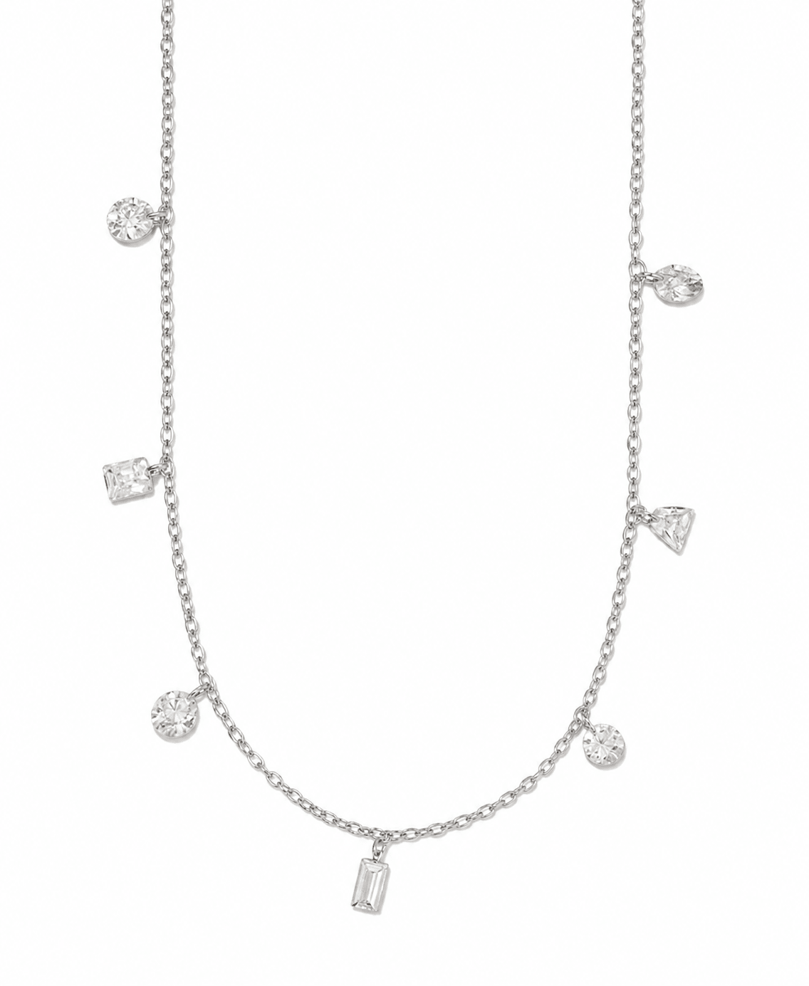 Necklace - Allegra Clear Silver - LINNY CO Wholesale