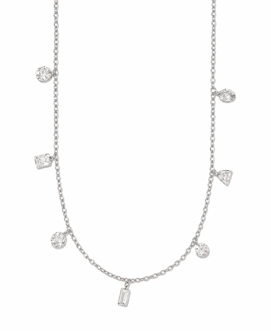 Necklace - Allegra Clear Silver - LINNY CO Wholesale