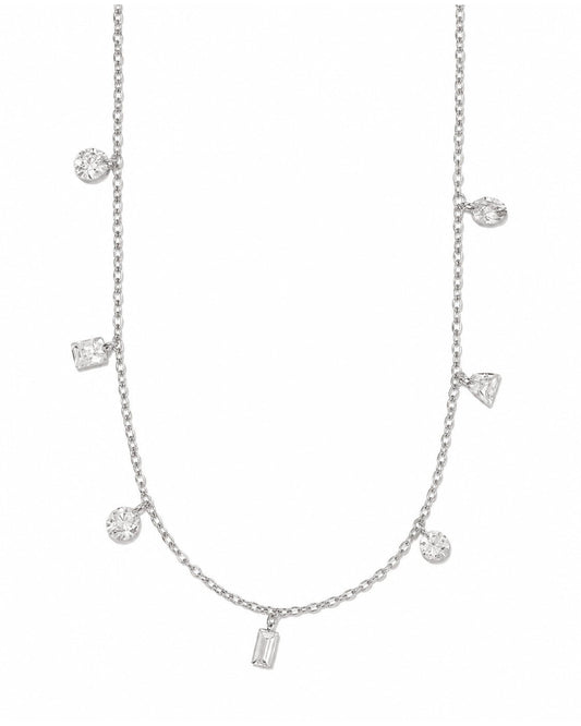 Necklace - Allegra Clear Silver - LINNY CO Wholesale