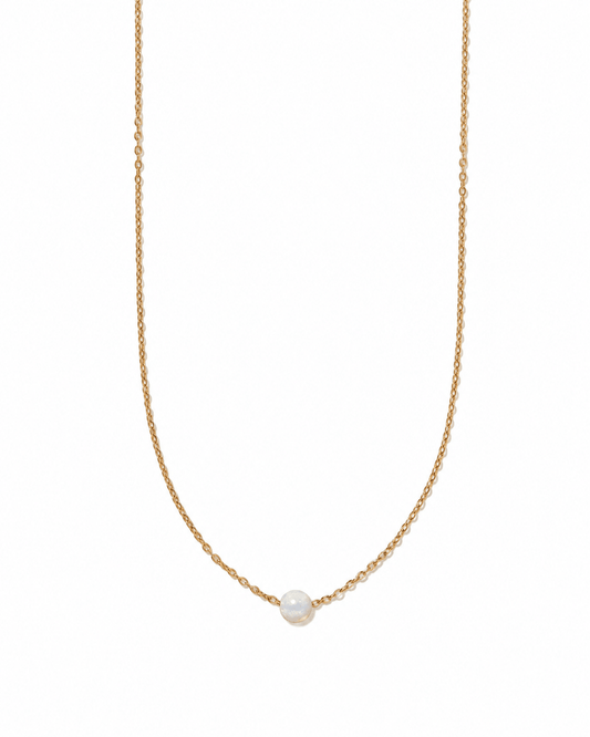 Necklace - April Floating Opal White - LINNY CO Wholesale