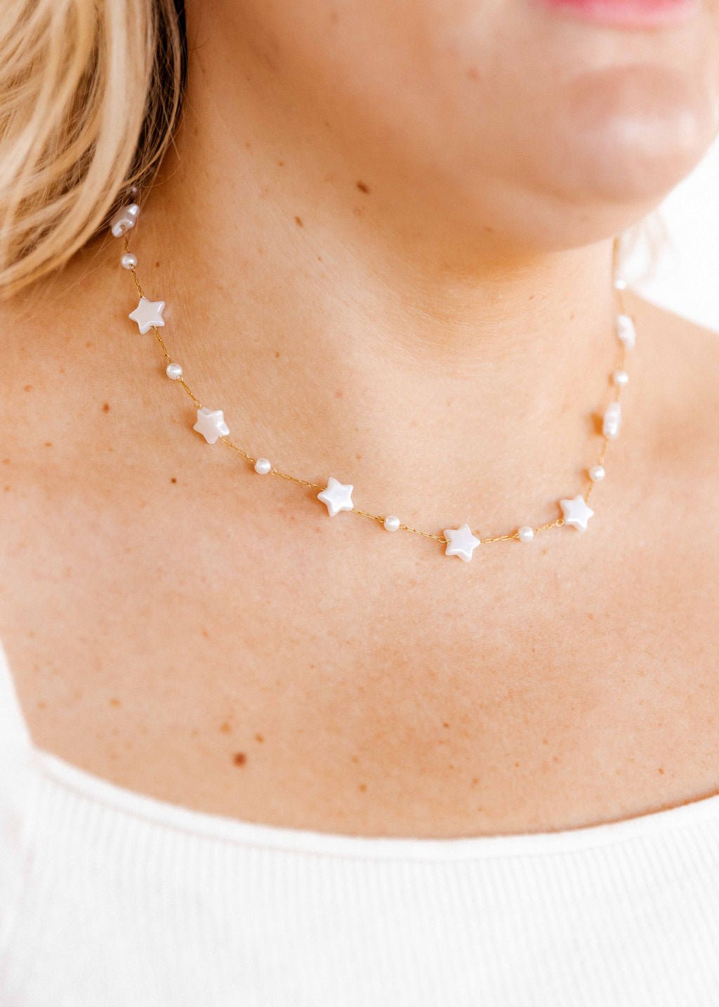 Necklace - Aster Star Pearl - LINNY CO WholesaleMetals