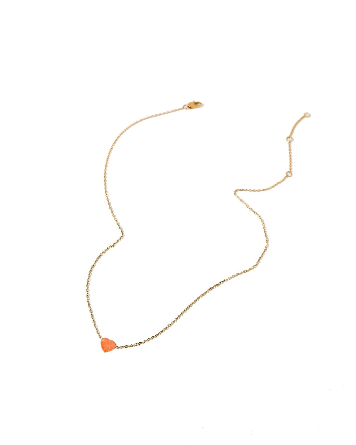 LINNY CO Basketball necklace for kids & little girls — hypoallergenic, waterproof stainless steel, detail.