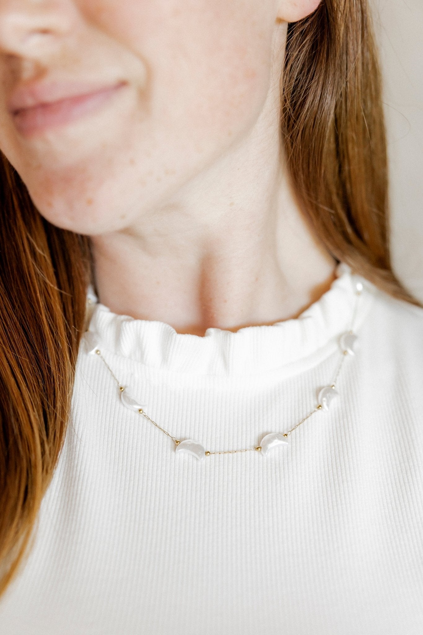 Necklace - Birdie Moon Pearl - LINNY CO WholesaleStuds