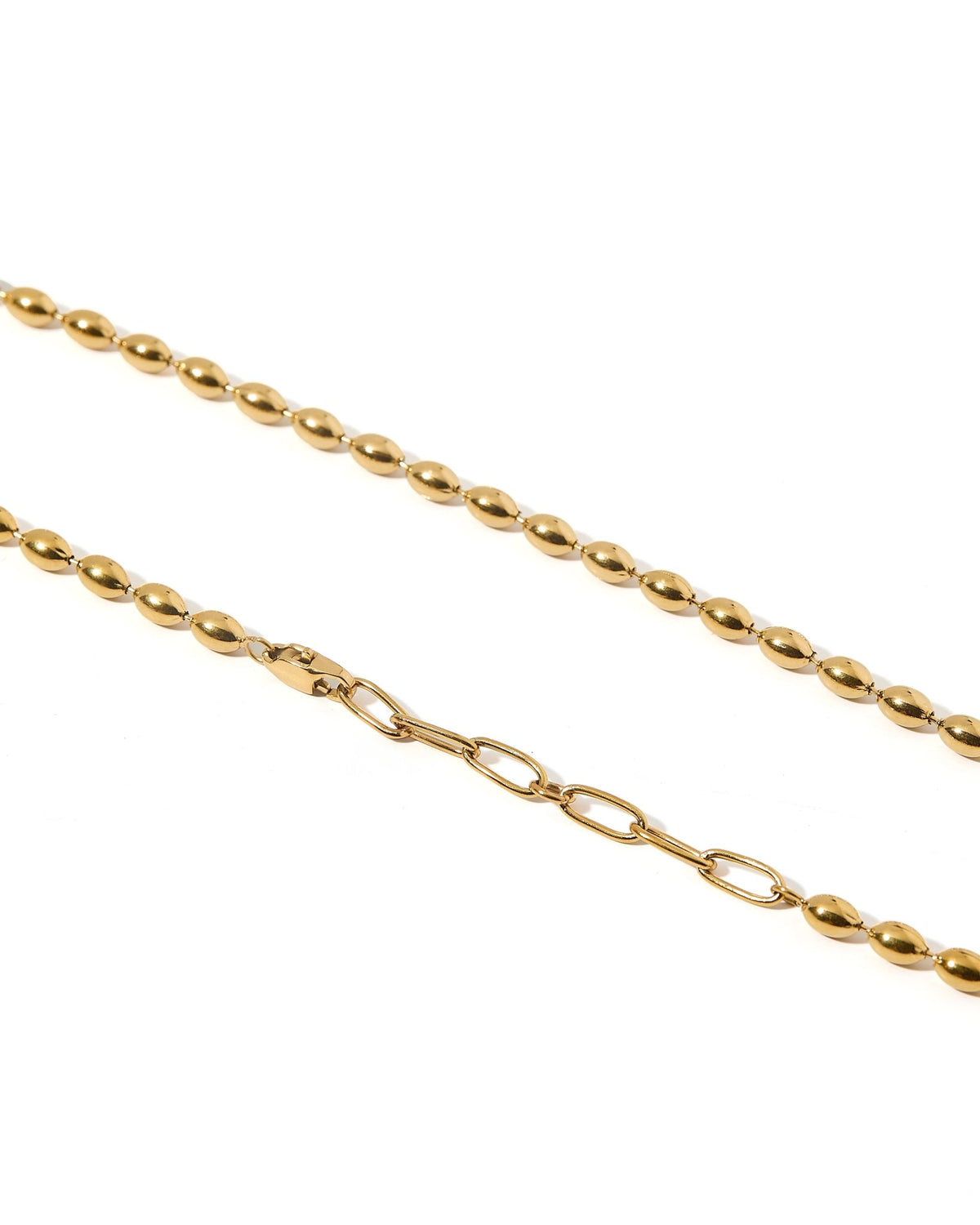 LINNY CO Brooke Gold necklace for kids & little girls — hypoallergenic, waterproof stainless steel, detail.