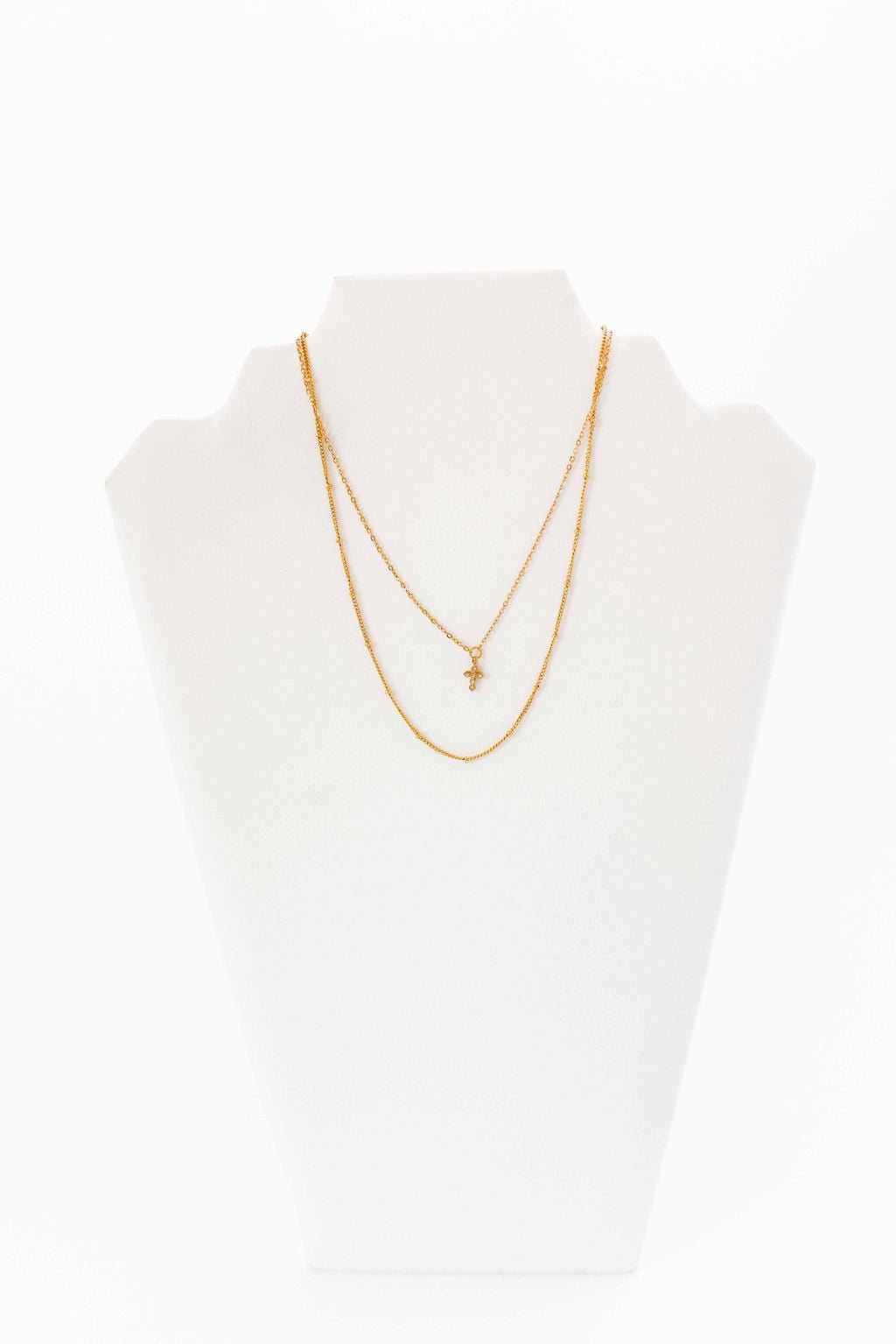 Necklace - Carly Cross Gold - LINNY CO WholesaleMetals
