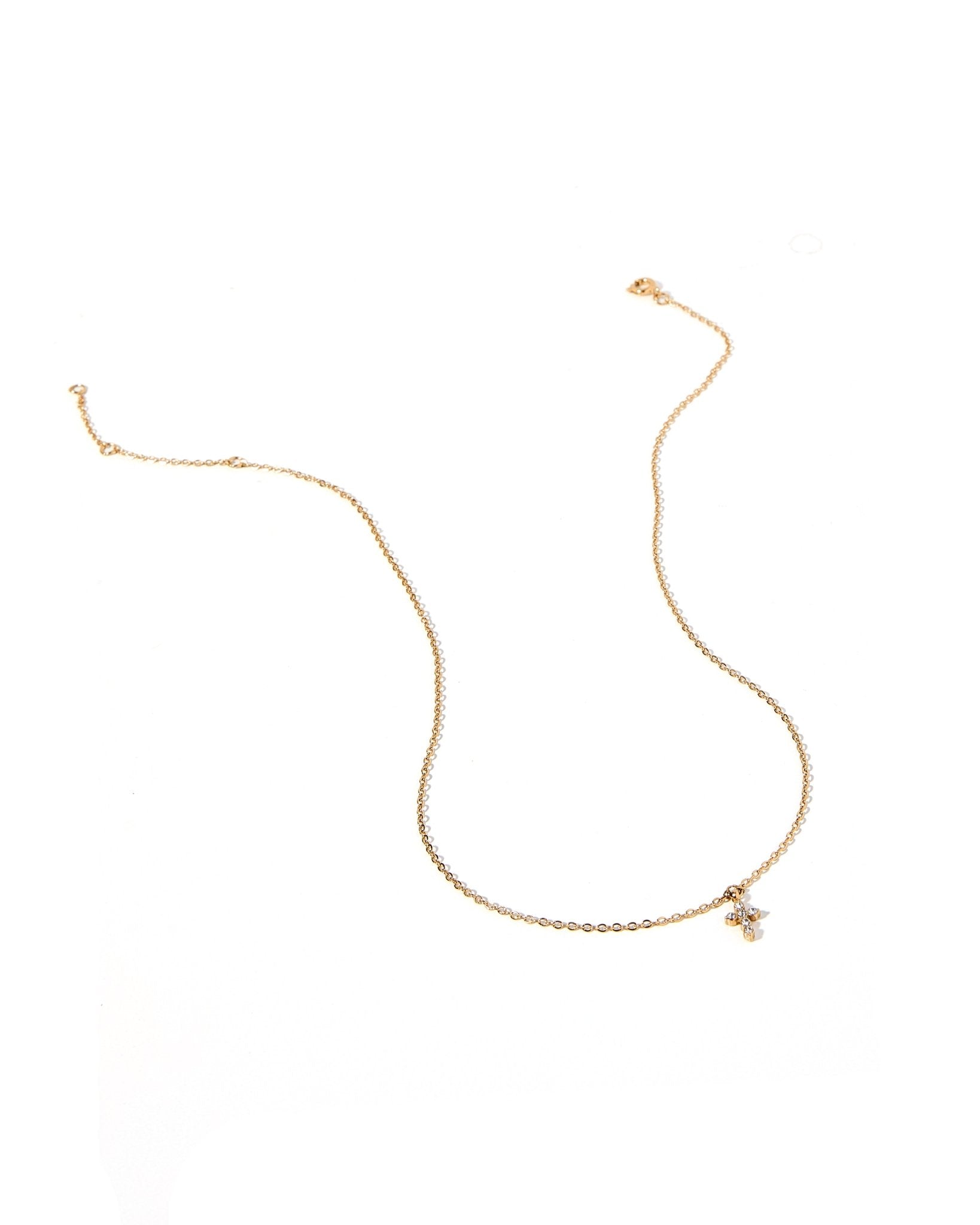 Necklace - Carly Cross Gold - LINNY CO WholesaleMetals