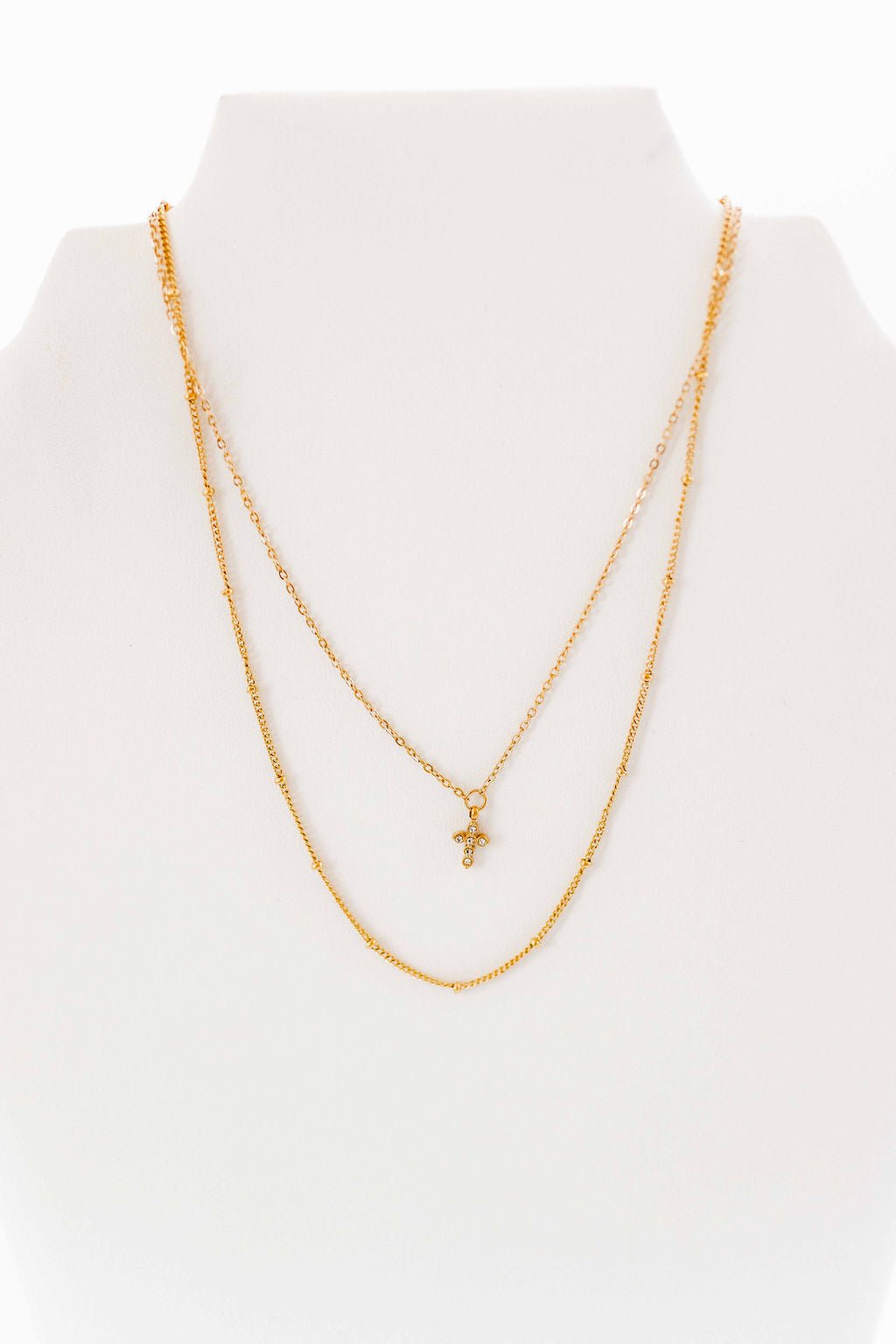 Necklace - Carly Cross Gold - LINNY CO WholesaleMetals