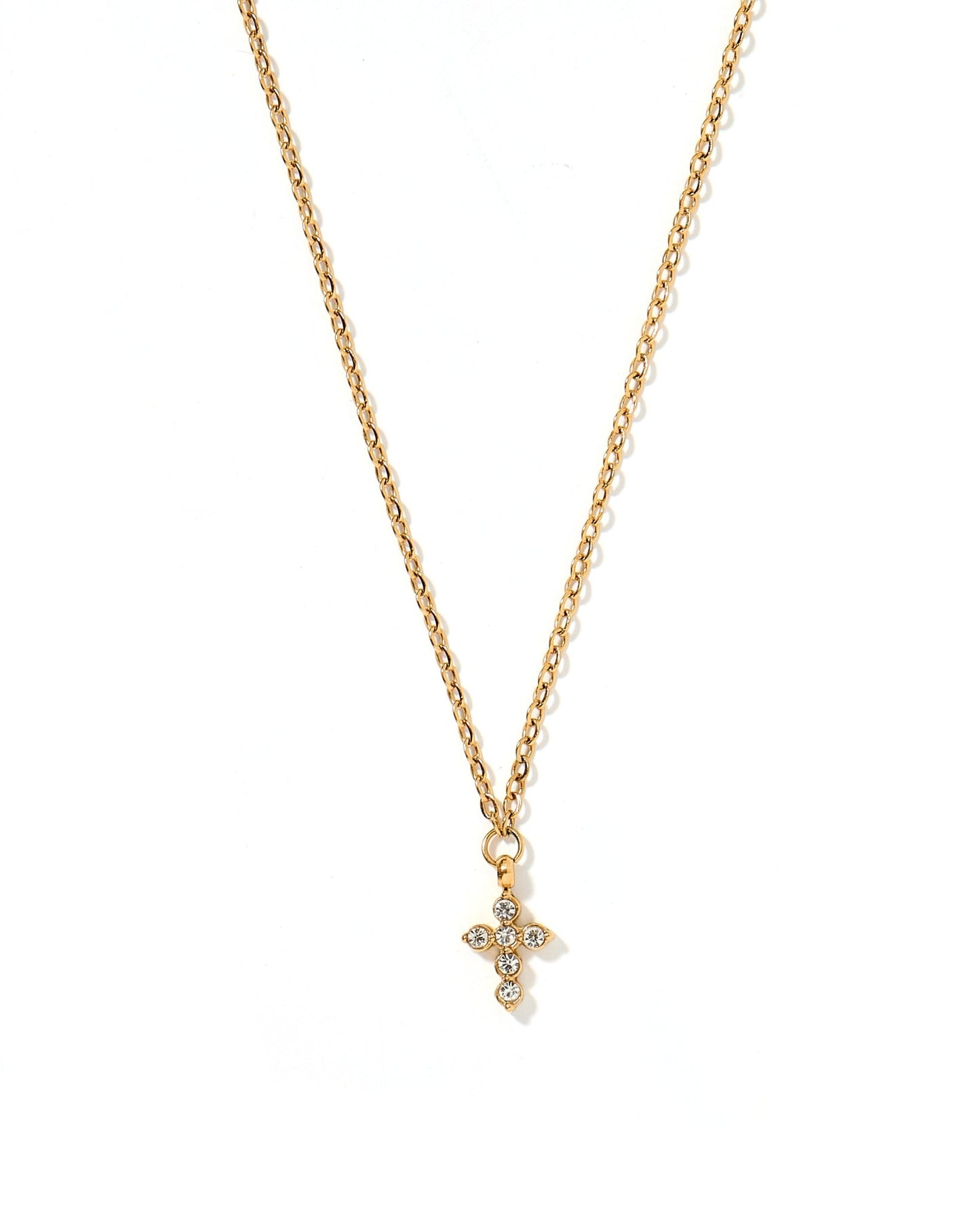 Necklace - Carly Cross Gold - LINNY CO WholesaleMetals
