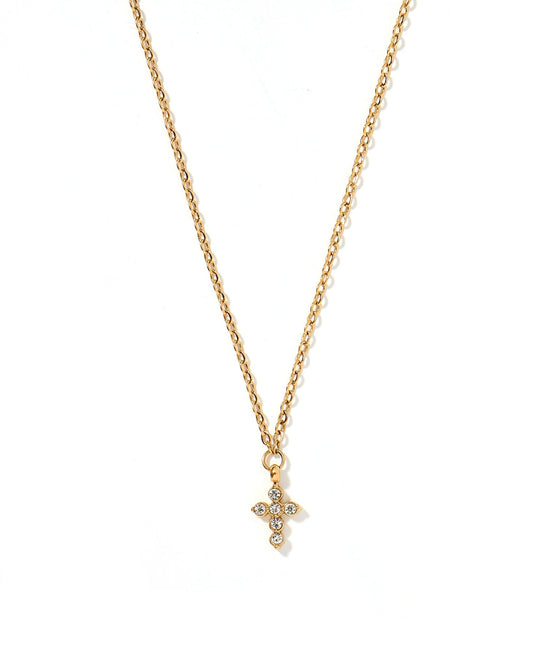 Necklace - Carly Cross Gold - LINNY CO WholesaleMetals