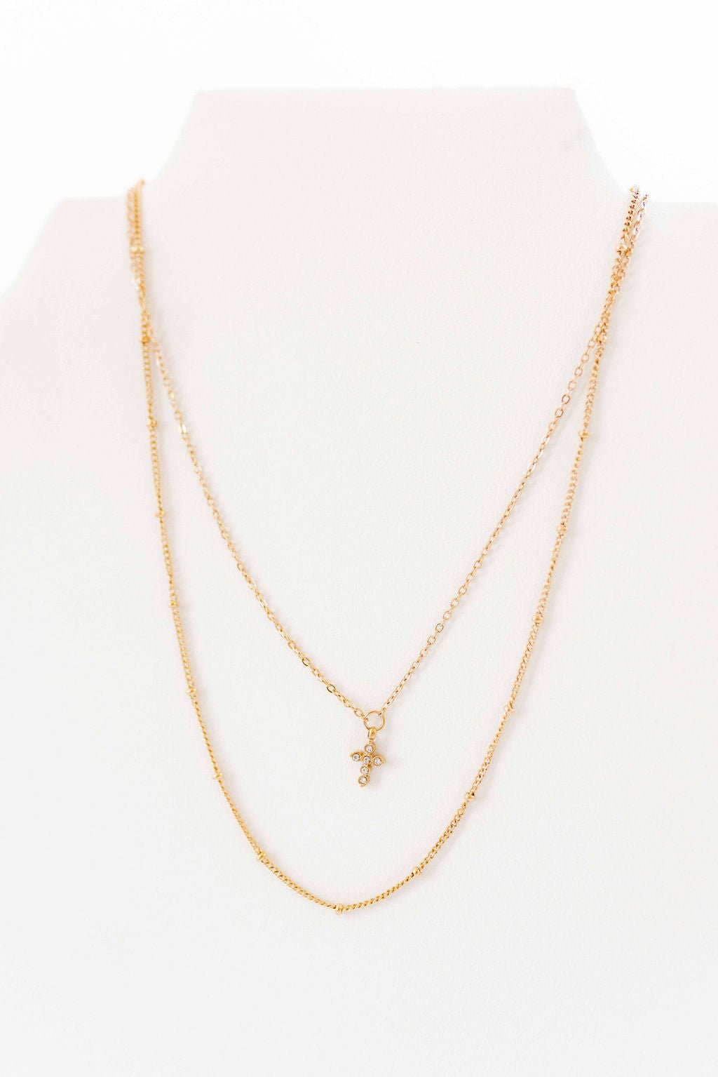 Necklace - Carly Cross Gold - LINNY CO WholesaleMetals