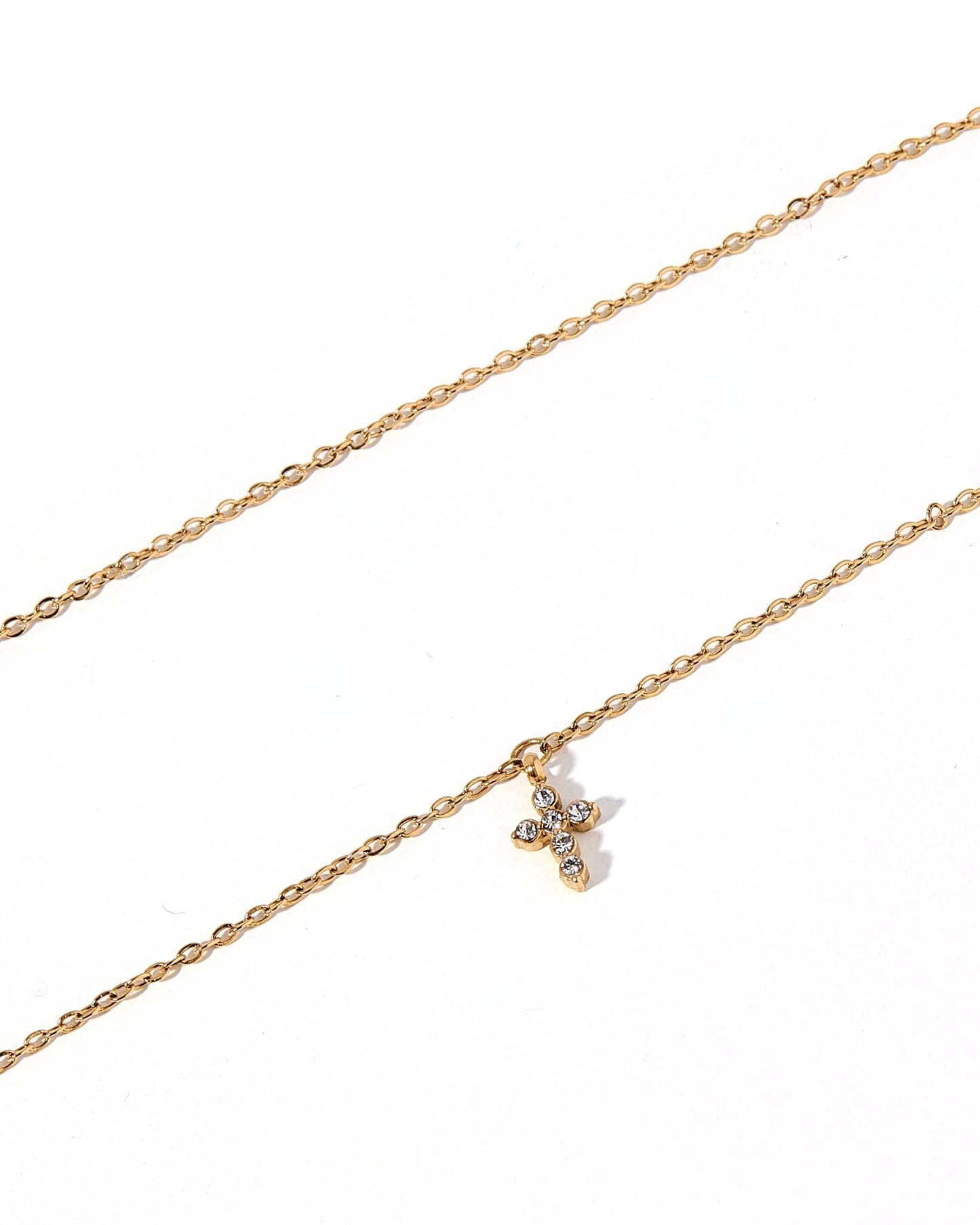 Necklace - Carly Cross Gold - LINNY CO WholesaleMetals